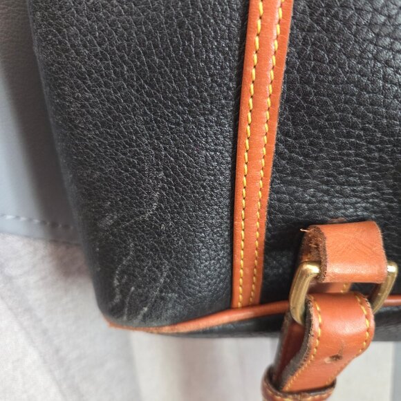 Vintage Dooney & Bourke All Weather Leather Backpack Black Tan No Fob Large - Picture 10 of 16